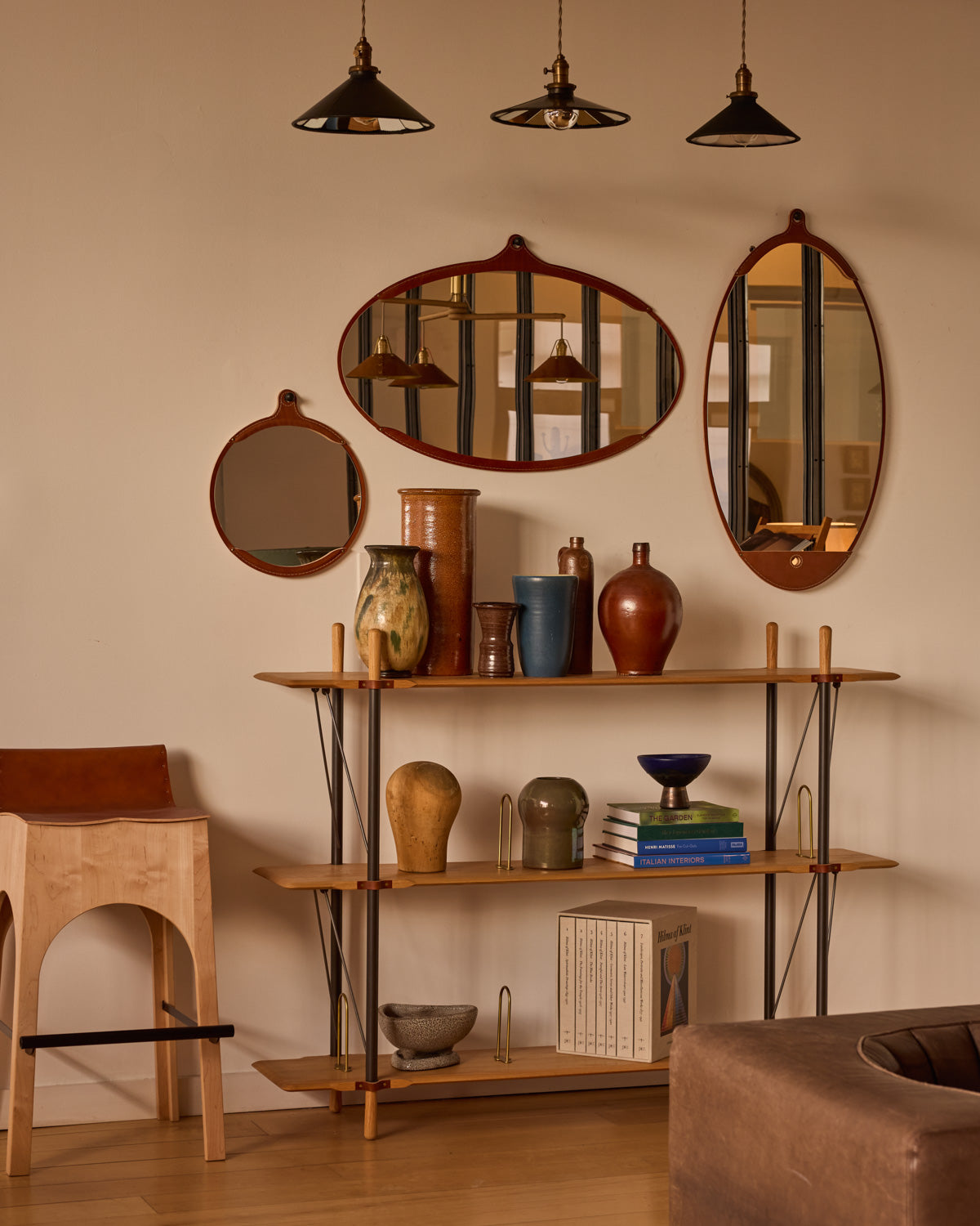 Fairmount Wide Oval Leather Mirror