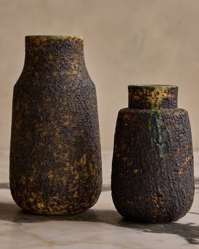 Pair of Birch Bark Ceramic Vessels