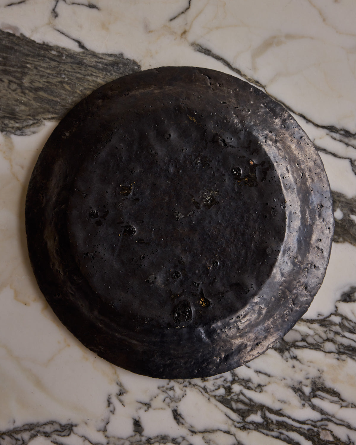 Black Ceramic Plate with Yellow Glaze