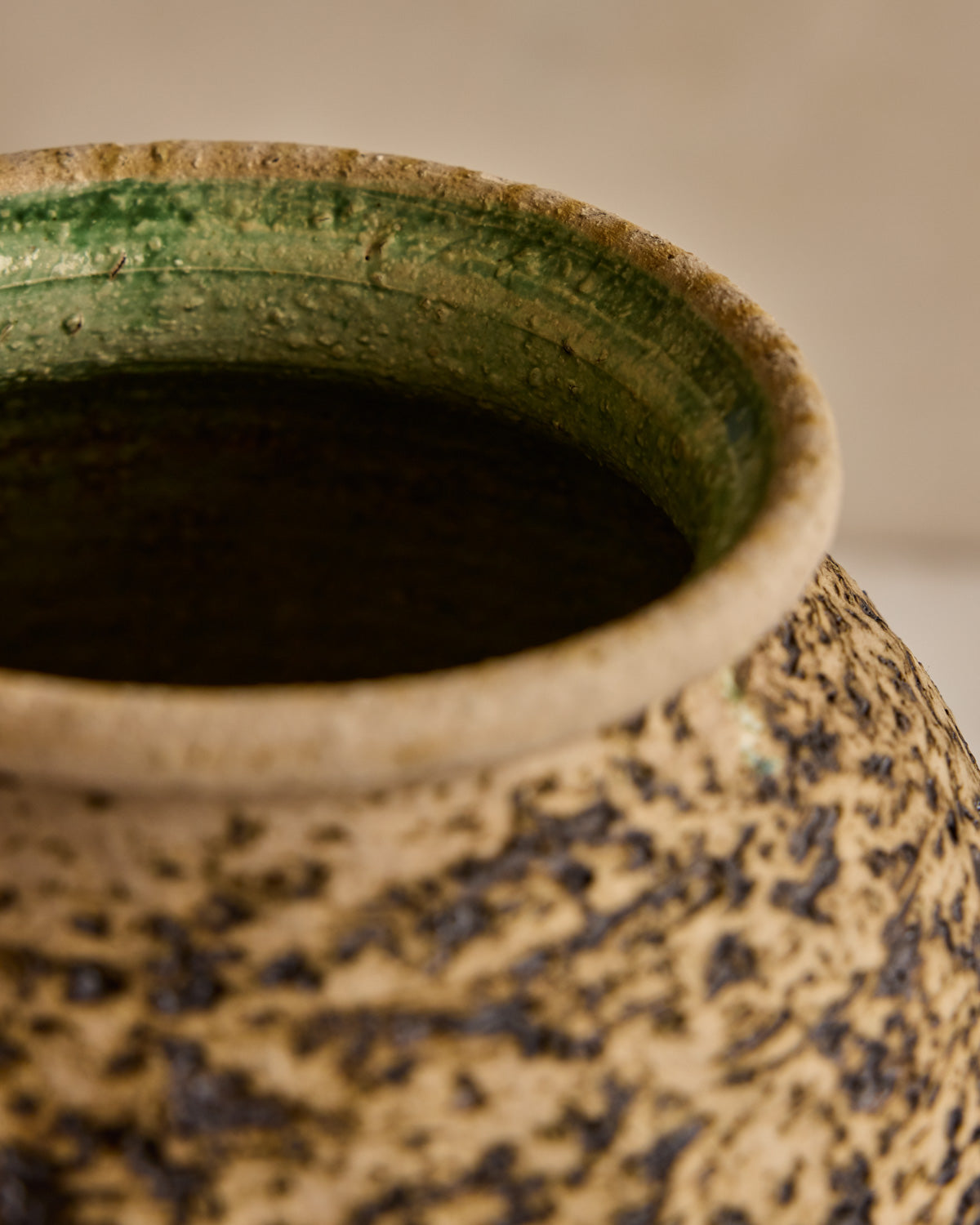 Brutalist Black Glaze Textured Vase