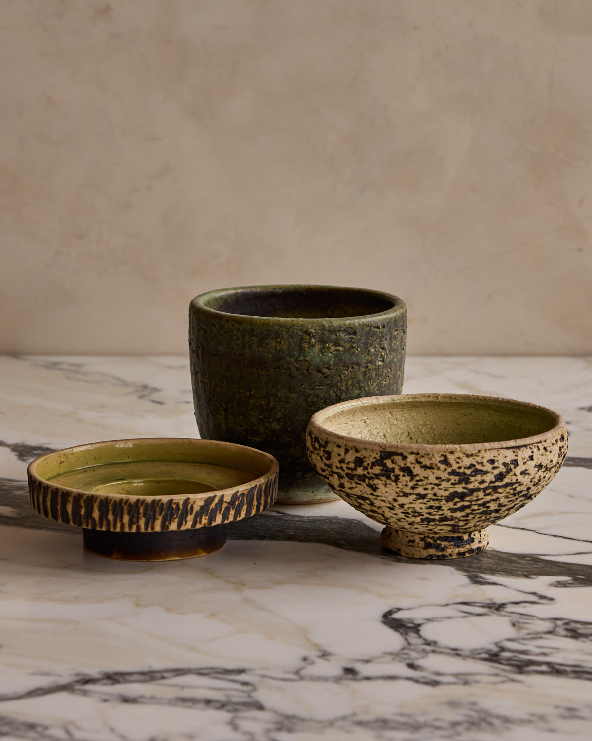 Trio of Birch Bark Ceramic Vessels II