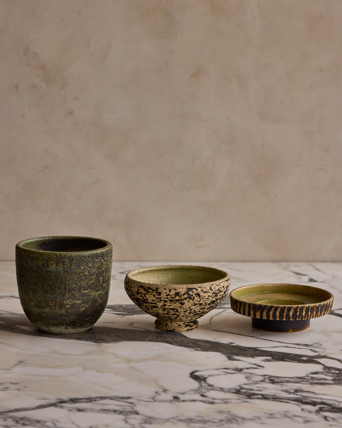 Trio of Birch Bark Ceramic Vessels II