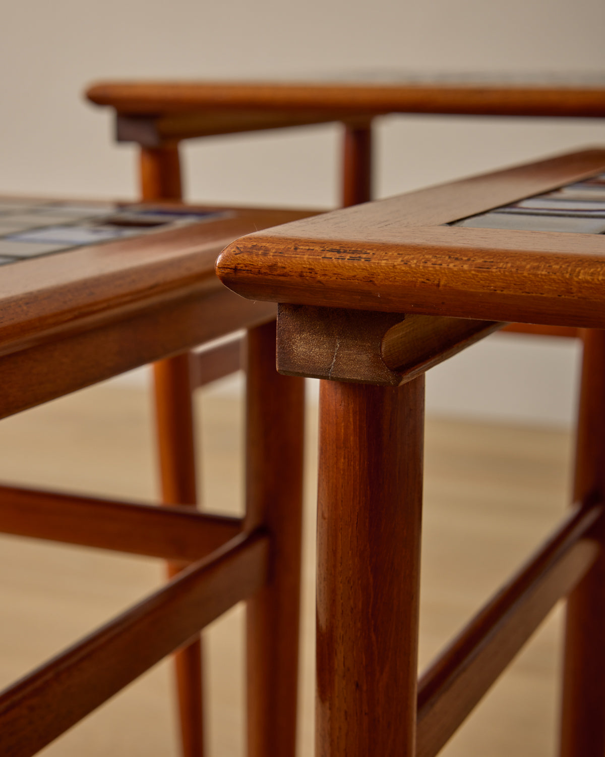 Danish Nesting Tables with Ceramic Tops - Set of 3