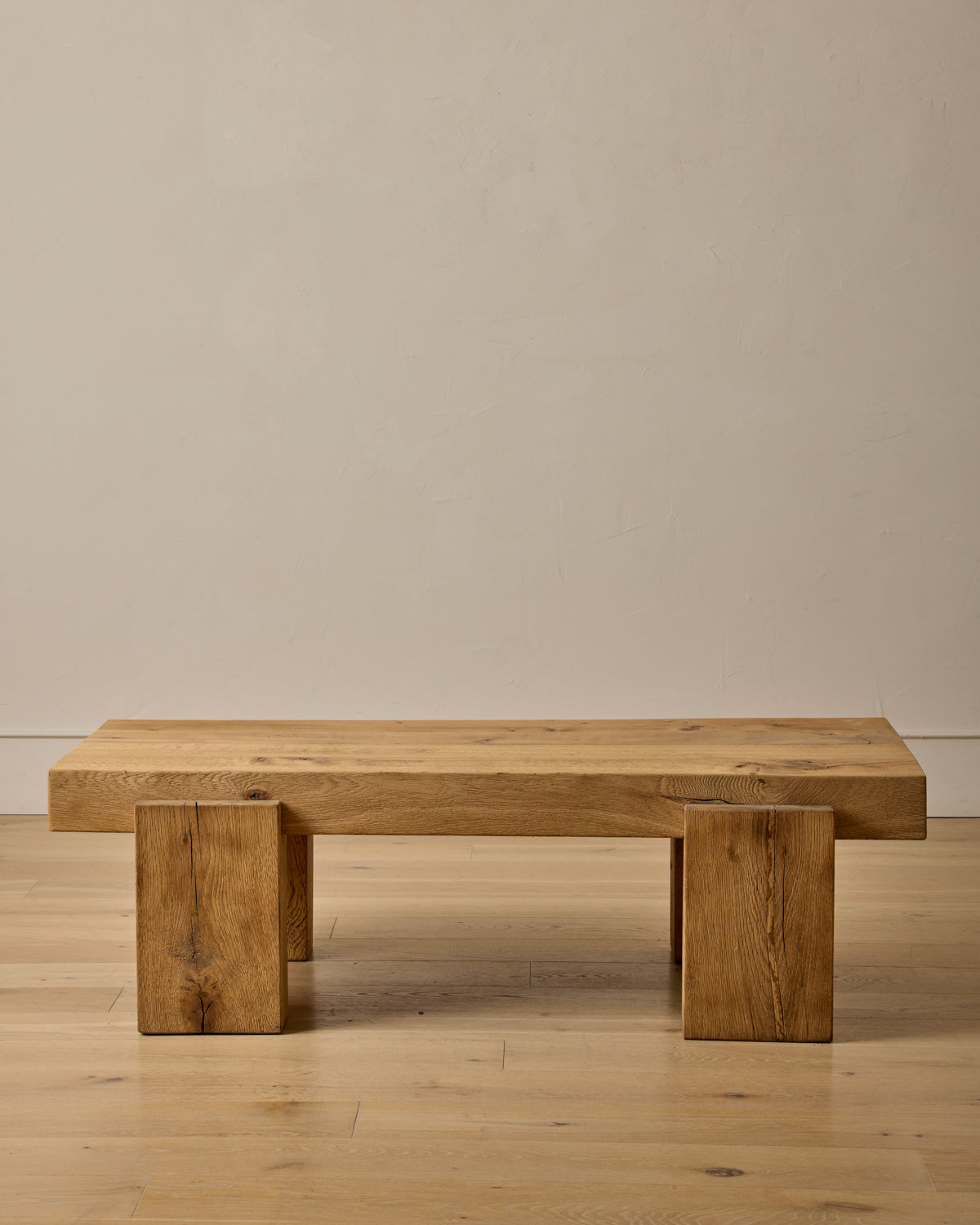 Large Wooden Brutalist Coffee Table