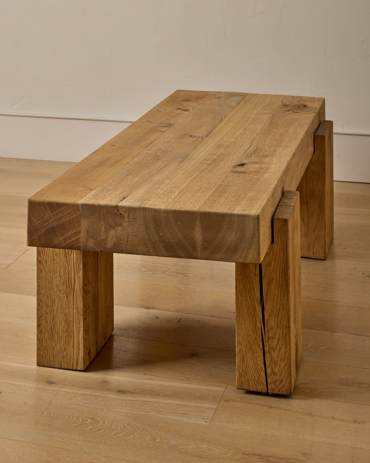 Large Wooden Brutalist Coffee Table