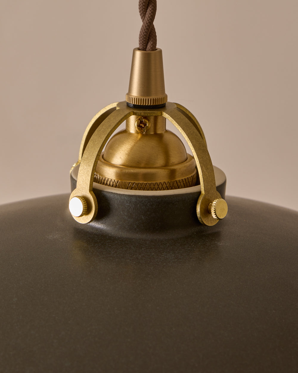 #shade-finish_almost black ceramic  #Cord-Color---Glass_Brown Cord - Clear Globe