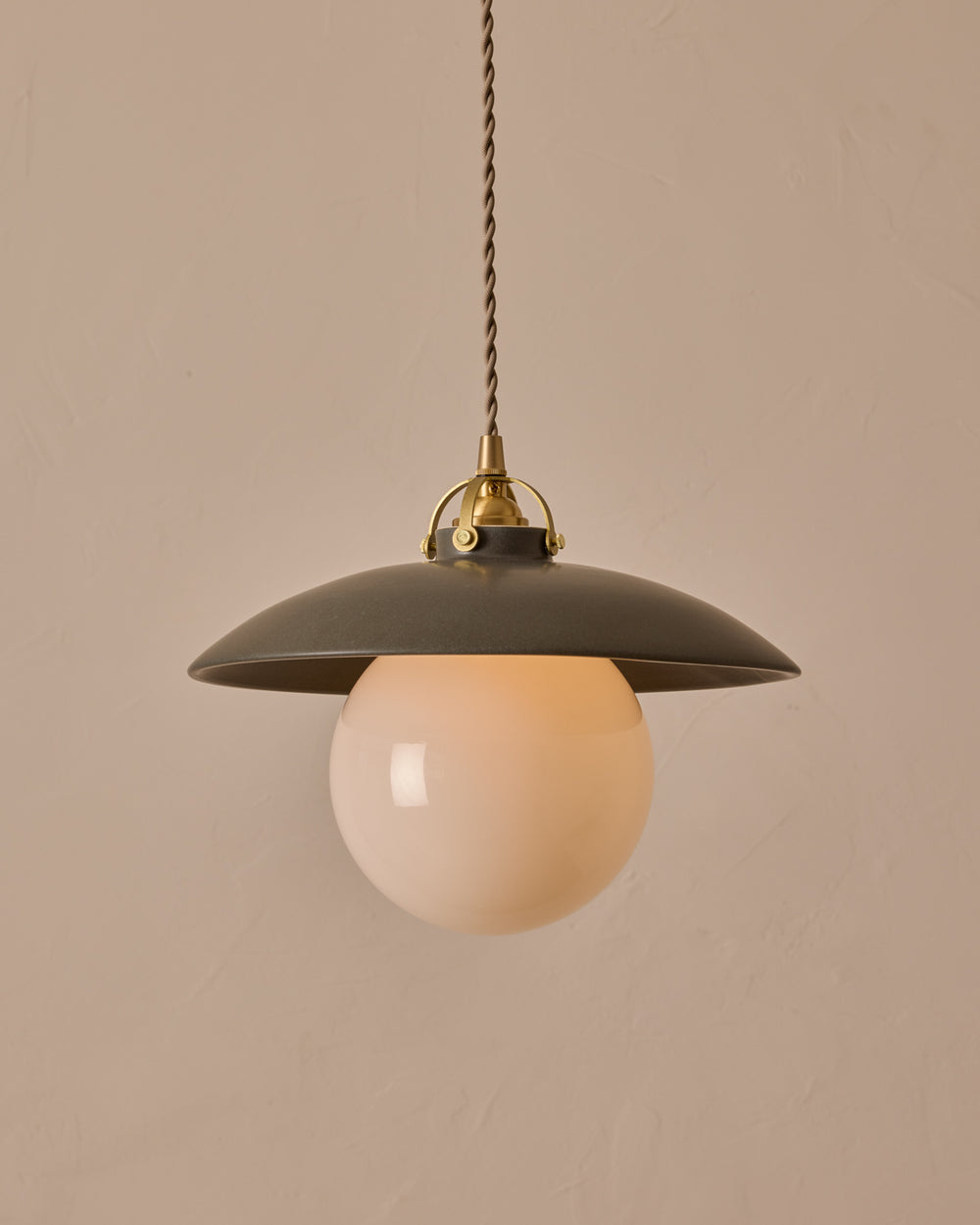 #shade-finish_almost black ceramic #Cord-Color---Glass_Beige Cord - White Globe