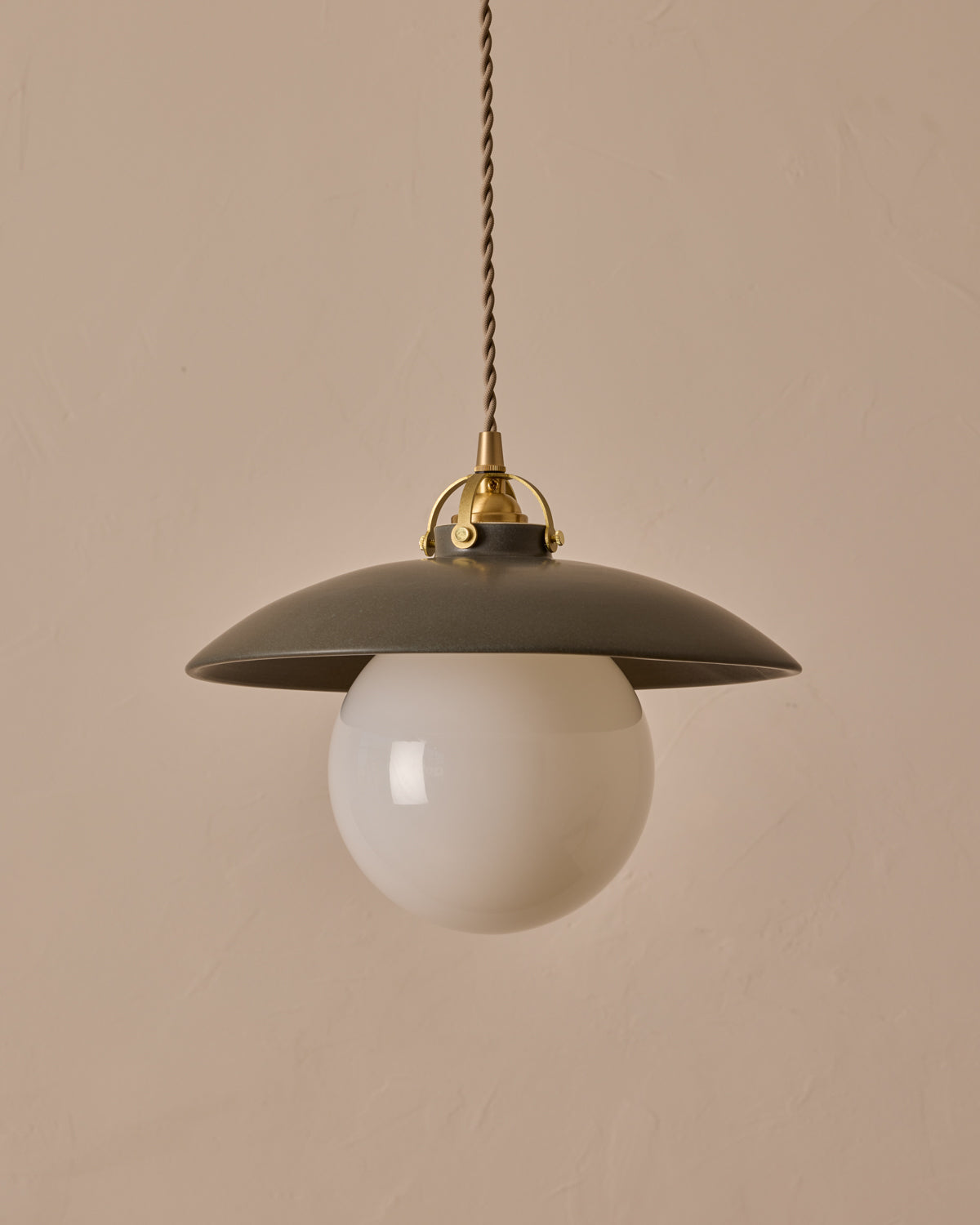 #shade-finish_almost black ceramic #Cord-Color---Glass_Beige Cord - White Globe