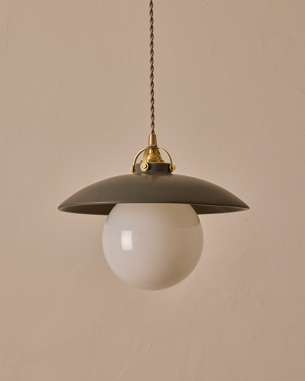 #shade-finish_almost black ceramic #Cord-Color---Glass_Beige Cord - White Globe