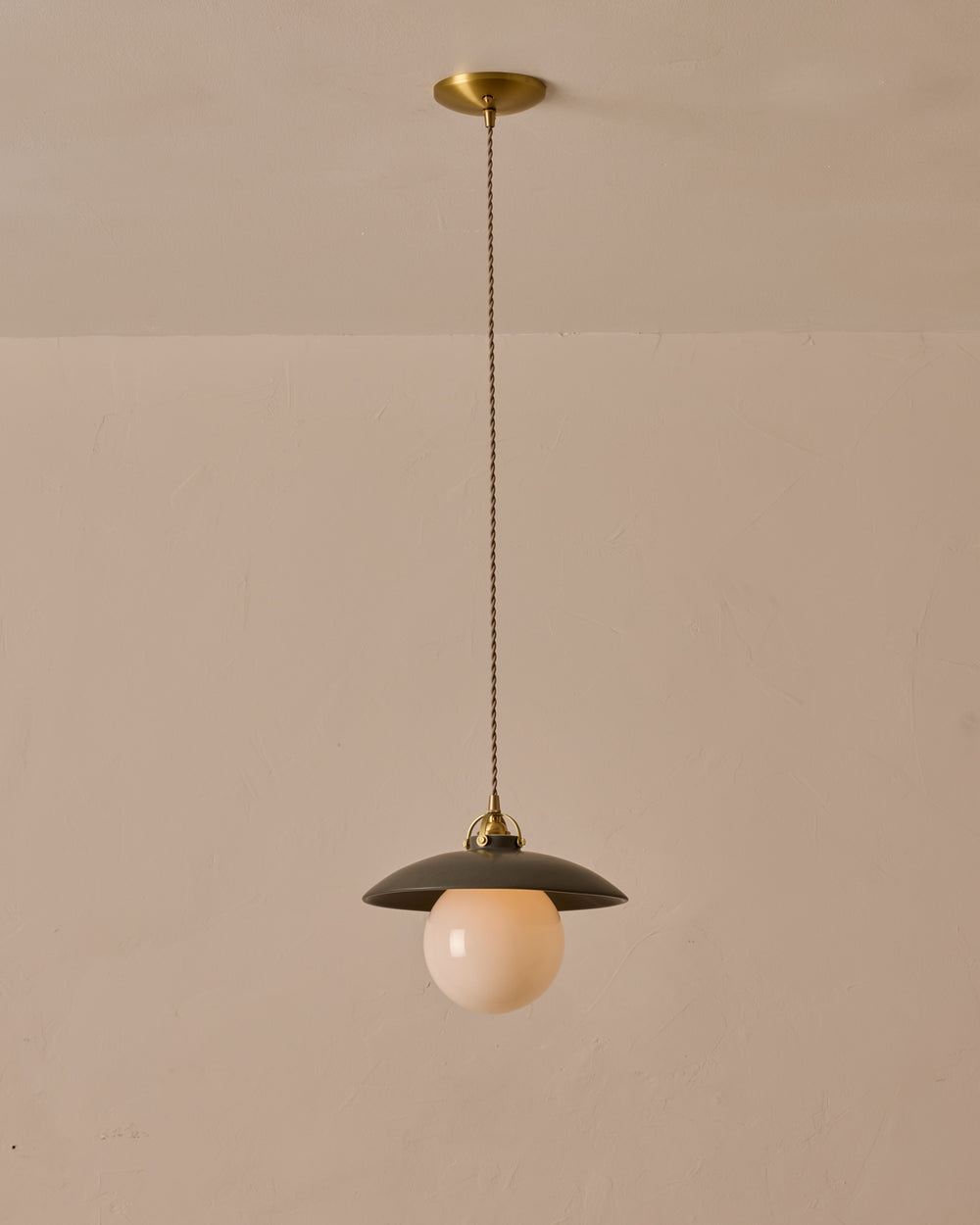 #shade-finish_almost black ceramic #Cord-Color---Glass_Beige Cord - White Globe