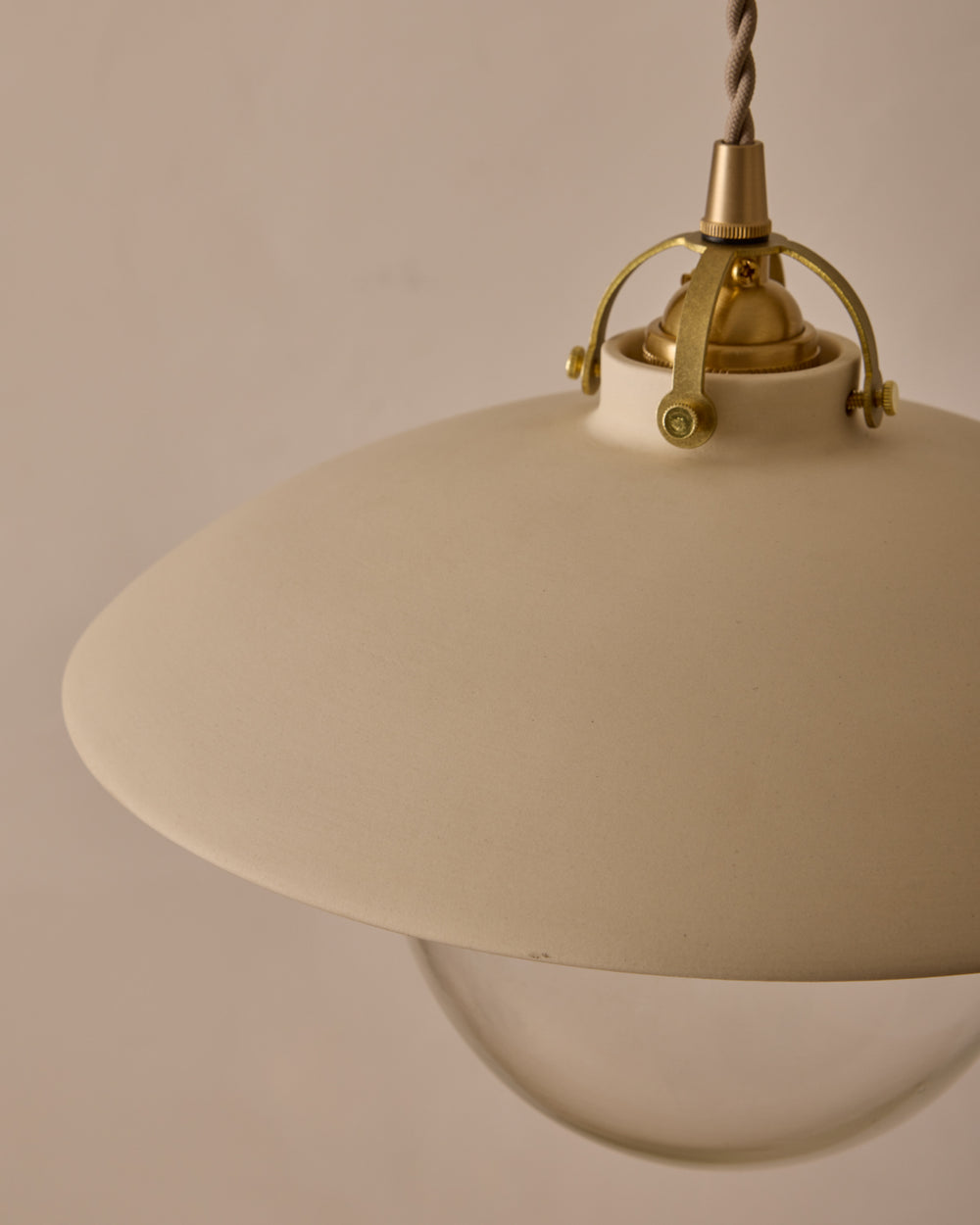 #shade-finish_biscuit ceramic #Cord-Color---Glass_Beige Cord - Clear Globe