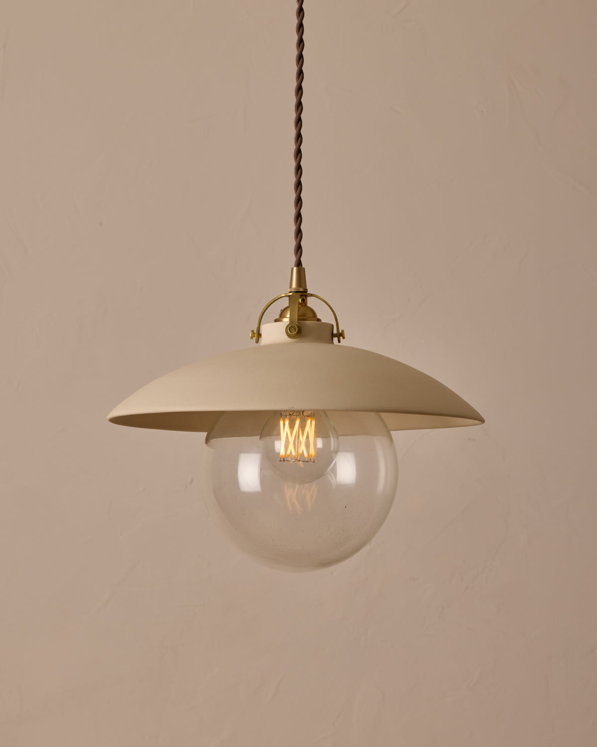 #shade-finish_biscuit ceramic #Cord-Color---Glass_Brown Cord - Clear Globe