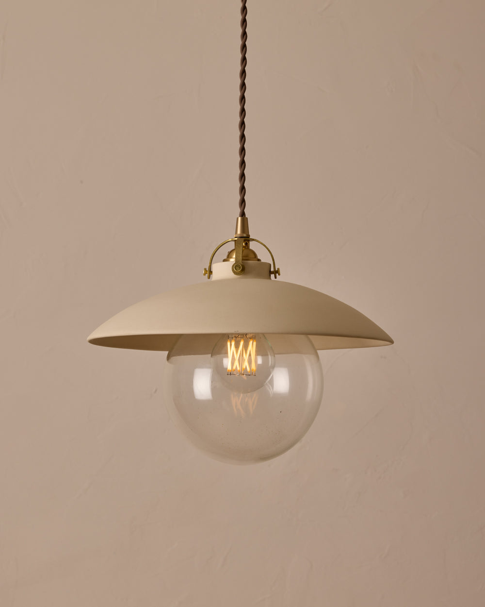 #shade-finish_biscuit ceramic #Cord-Color---Glass_Brown Cord - Clear Globe