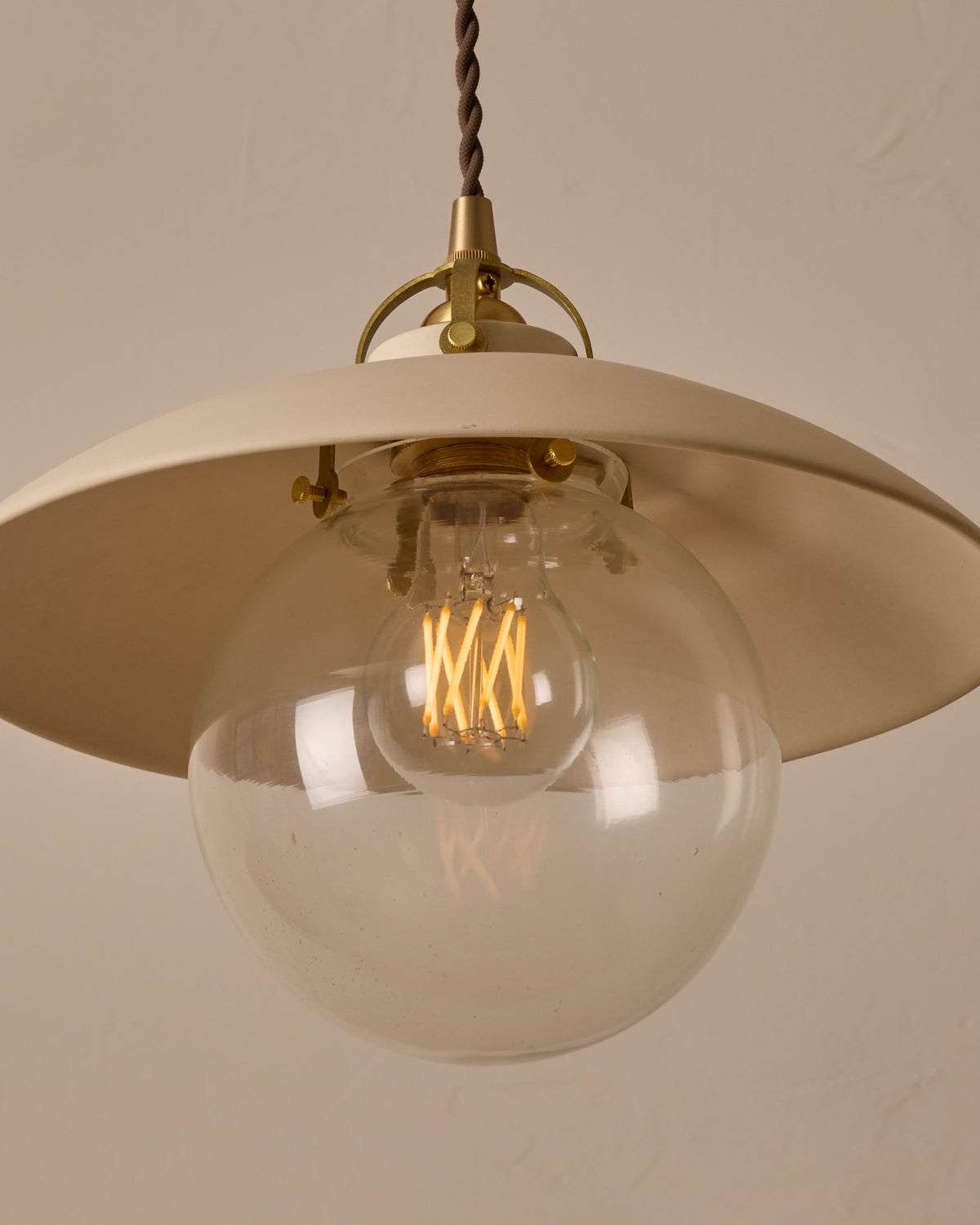 #shade-finish_biscuit ceramic #Cord-Color---Glass_Brown Cord - Clear Globe