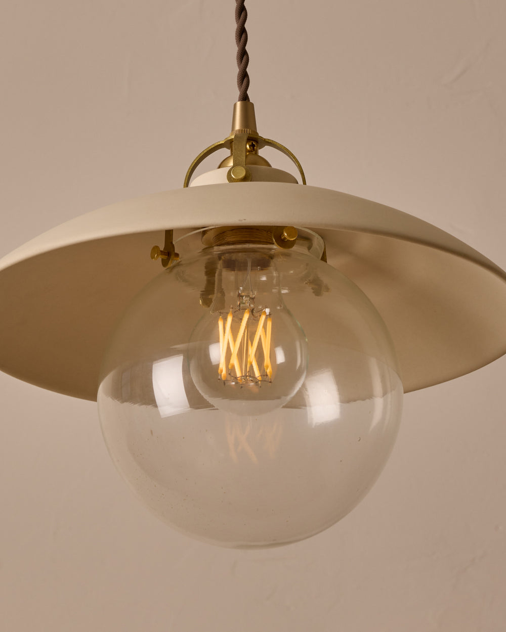 #shade-finish_biscuit ceramic #Cord-Color---Glass_Brown Cord - Clear Globe