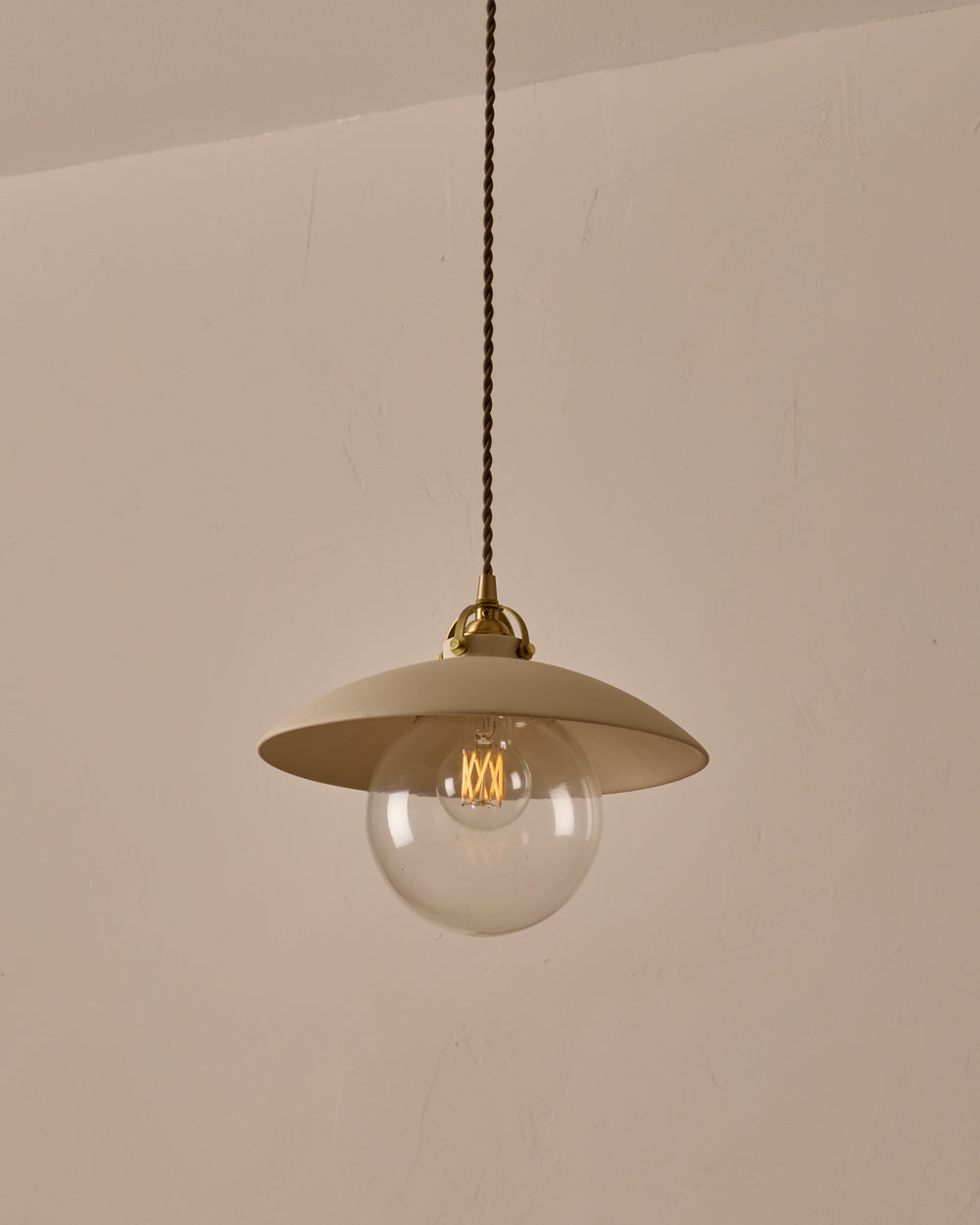 #shade-finish_biscuit ceramic #Cord-Color---Glass_Brown Cord - Clear Globe