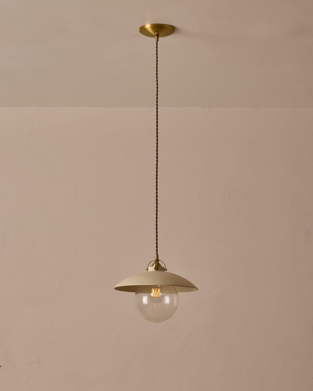 #shade-finish_biscuit ceramic #Cord-Color---Glass_Brown Cord - Clear Globe