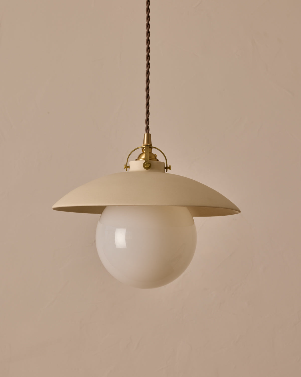 #shade-finish_biscuit ceramic #Cord-Color---Glass_Brown Cord - White Globe