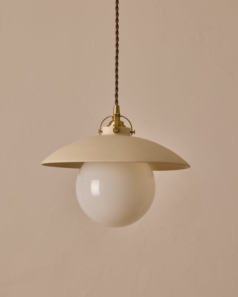 #shade-finish_biscuit ceramic #Cord-Color---Glass_Brown Cord - White Globe