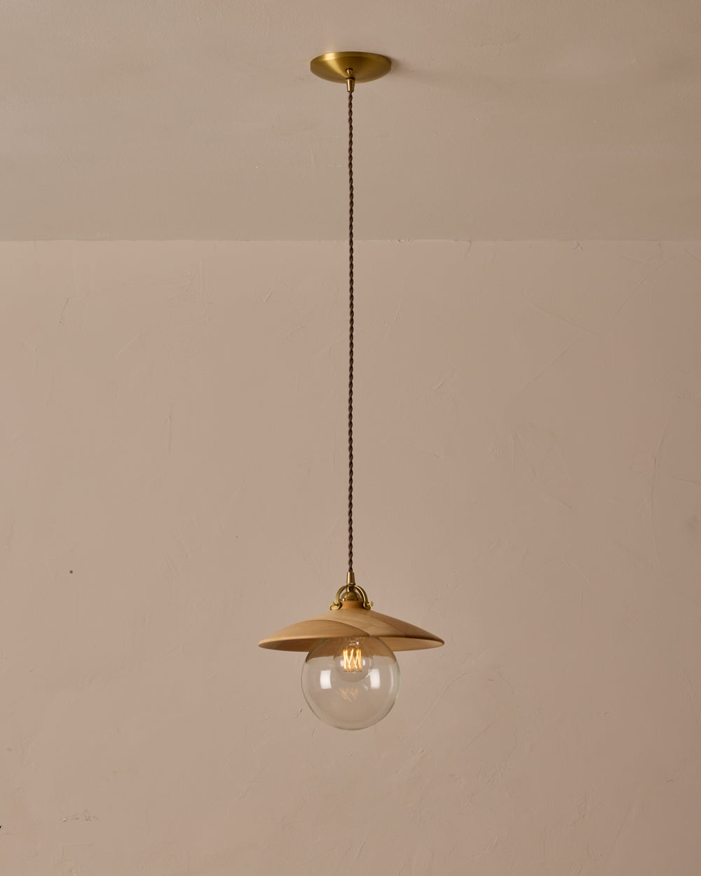 #shade-finish_natural maple #Cord-Color---Glass_Brown Cord - Clear Globe