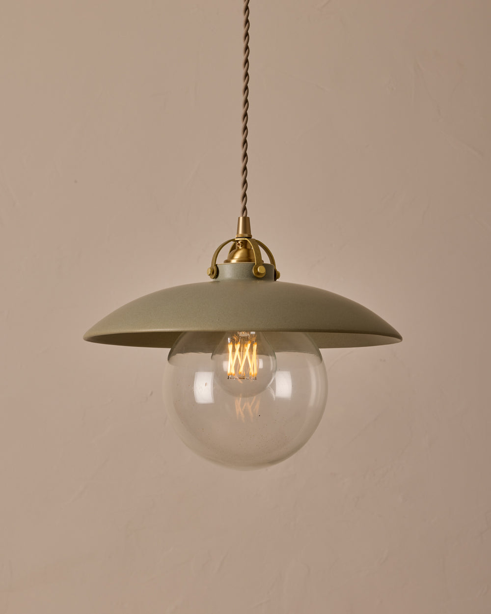 #shade-finish_olivine ceramic #Cord-Color---Glass_Beige Cord - Clear Globe