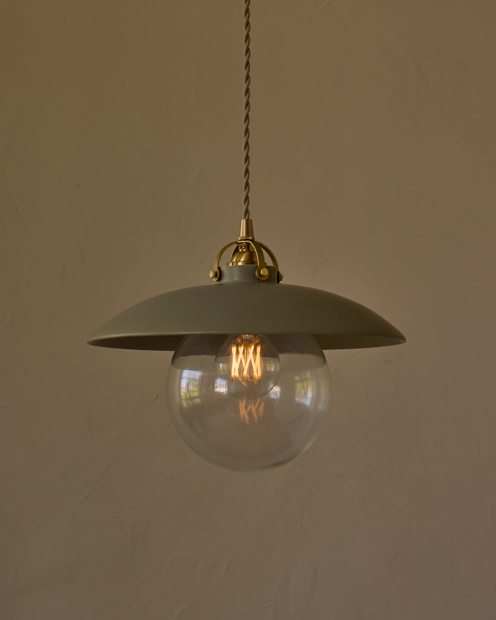 #shade-finish_olivine ceramic #Cord-Color---Glass_Beige Cord - Clear Globe