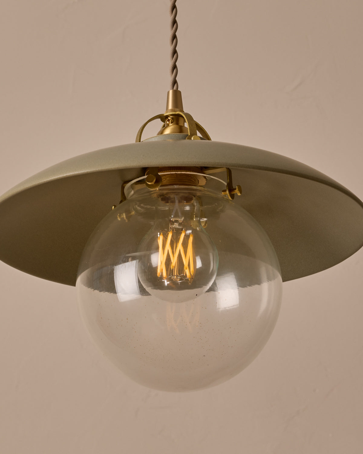 #shade-finish_olivine ceramic #Cord-Color---Glass_Beige Cord - Clear Globe