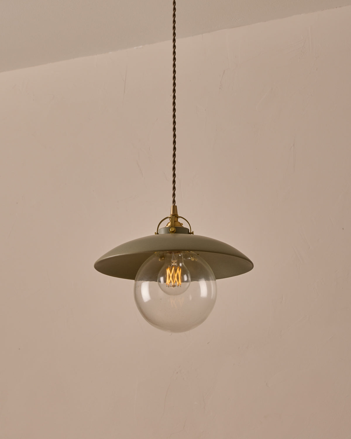#shade-finish_olivine ceramic #Cord-Color---Glass_Beige Cord - Clear Globe