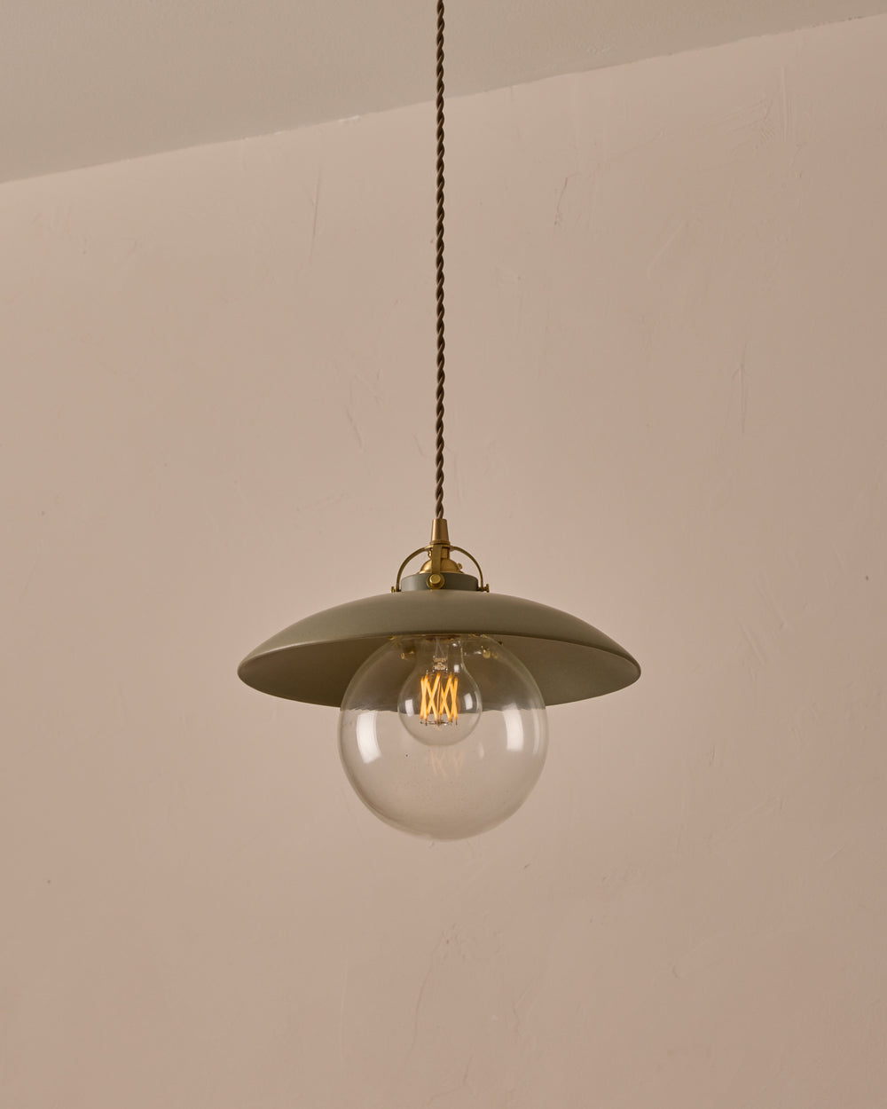 #shade-finish_olivine ceramic #Cord-Color---Glass_Beige Cord - Clear Globe
