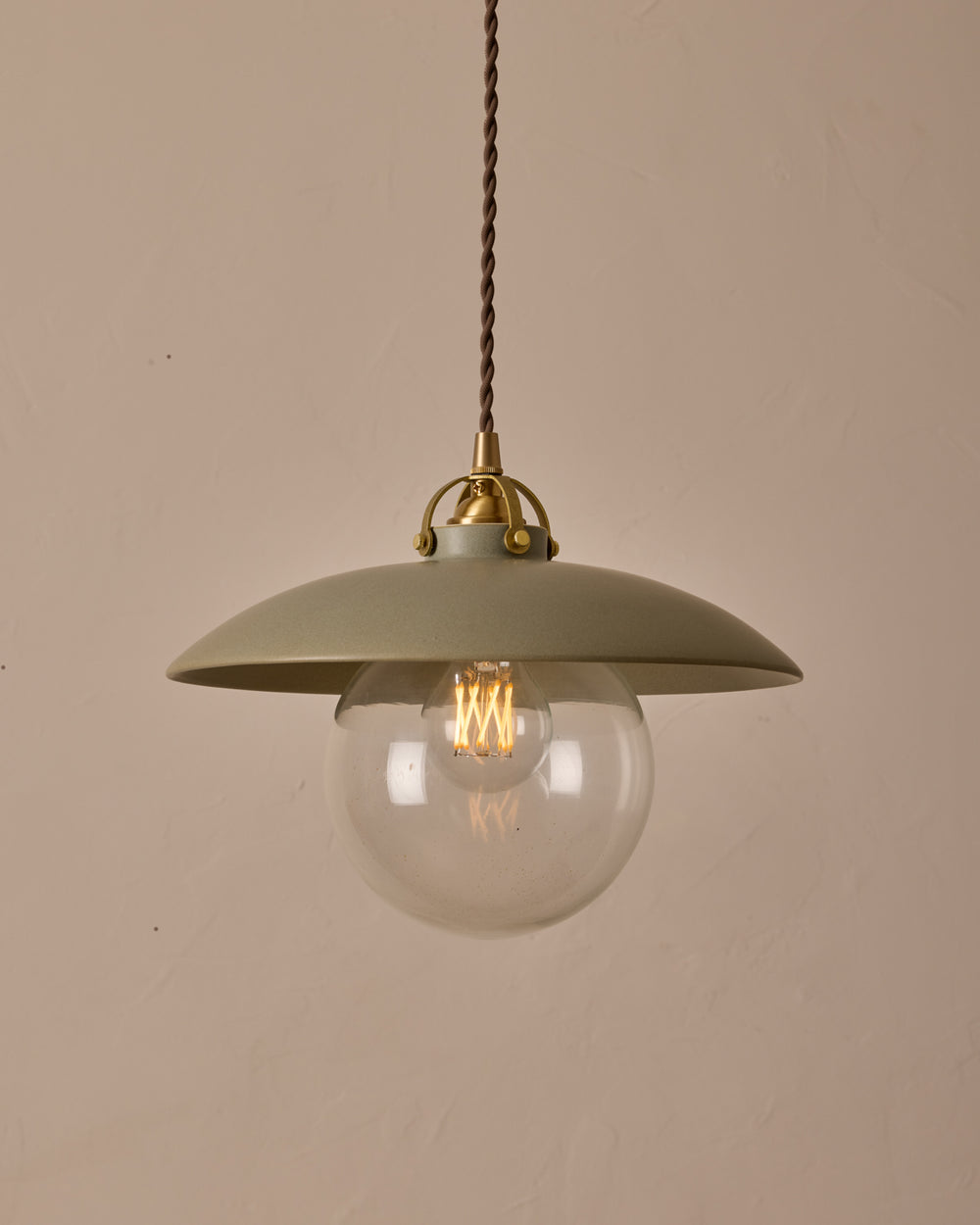 #shade-finish_olivine ceramic #Cord-Color---Glass_Brown Cord - Clear Globe