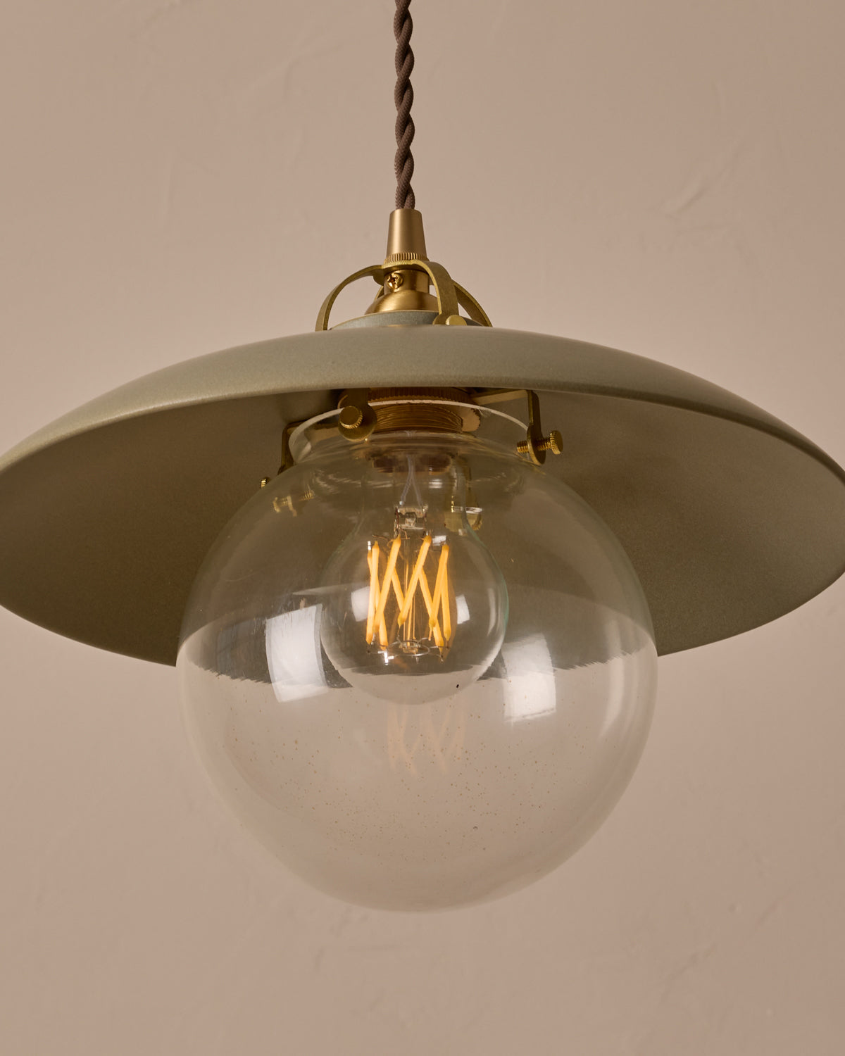 #shade-finish_olivine ceramic #Cord-Color---Glass_Brown Cord - Clear Globe