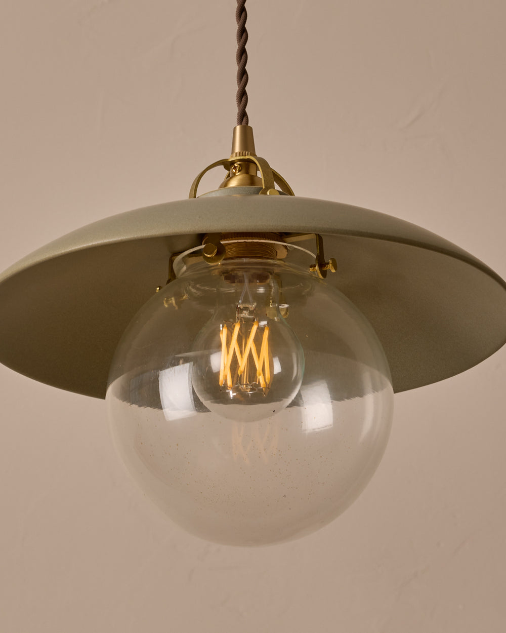 #shade-finish_olivine ceramic #Cord-Color---Glass_Brown Cord - Clear Globe