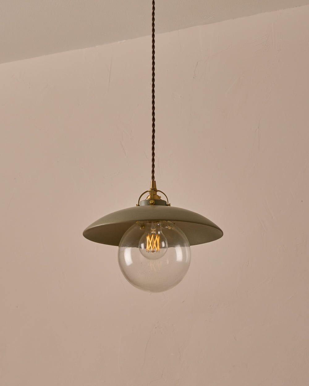 #shade-finish_olivine ceramic #Cord-Color---Glass_Brown Cord - Clear Globe