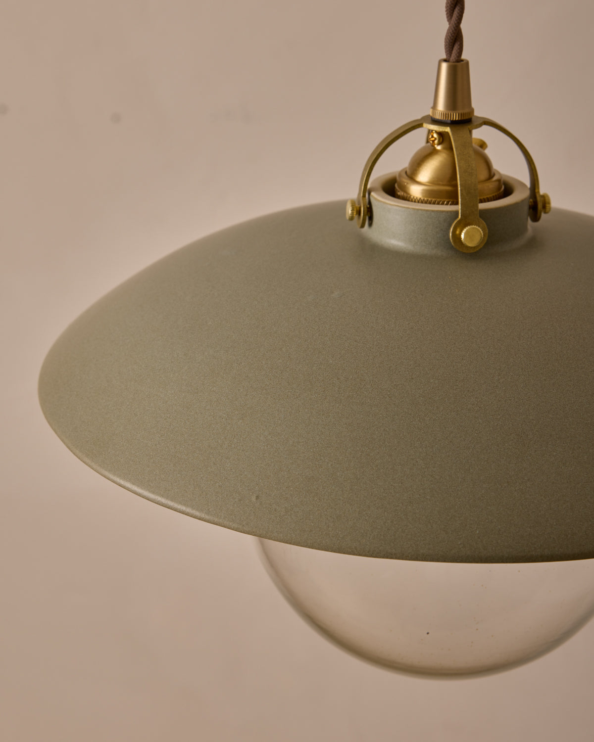 #shade-finish_olivine ceramic #Cord-Color---Glass_Brown Cord - Clear Globe