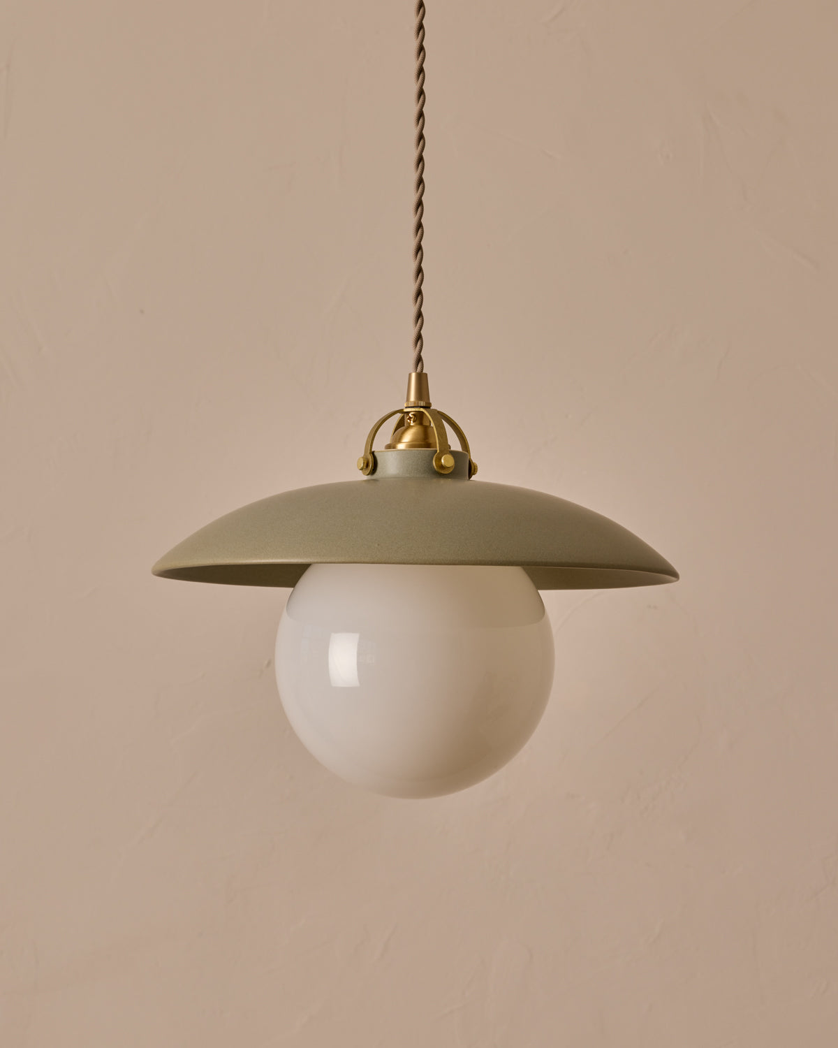 #shade-finish_olivine ceramic #Cord-Color---Glass_Beige Cord - White Globe