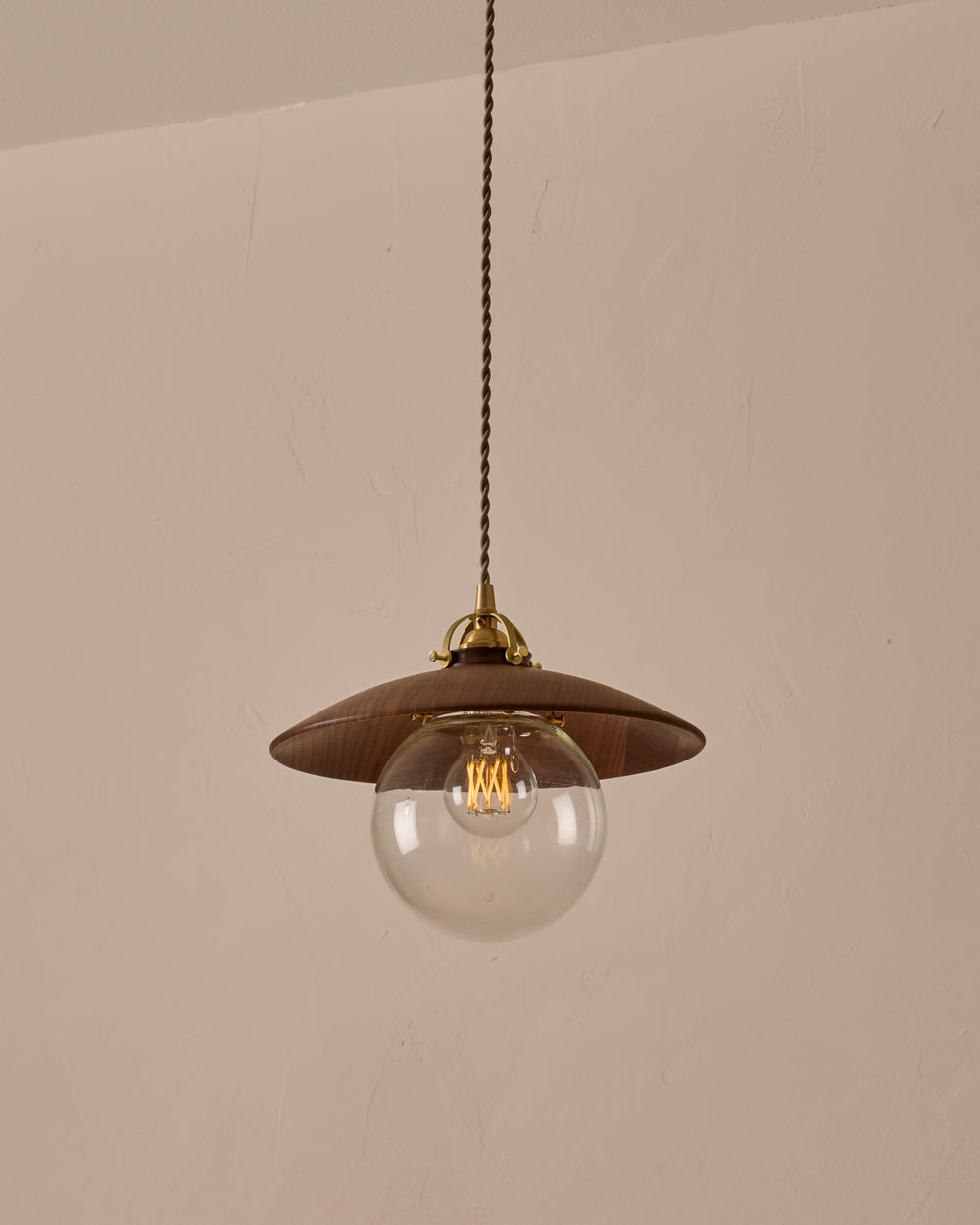 #shade-finish_black walnut #Cord-Color---Glass_Beige Cord - Clear Globe