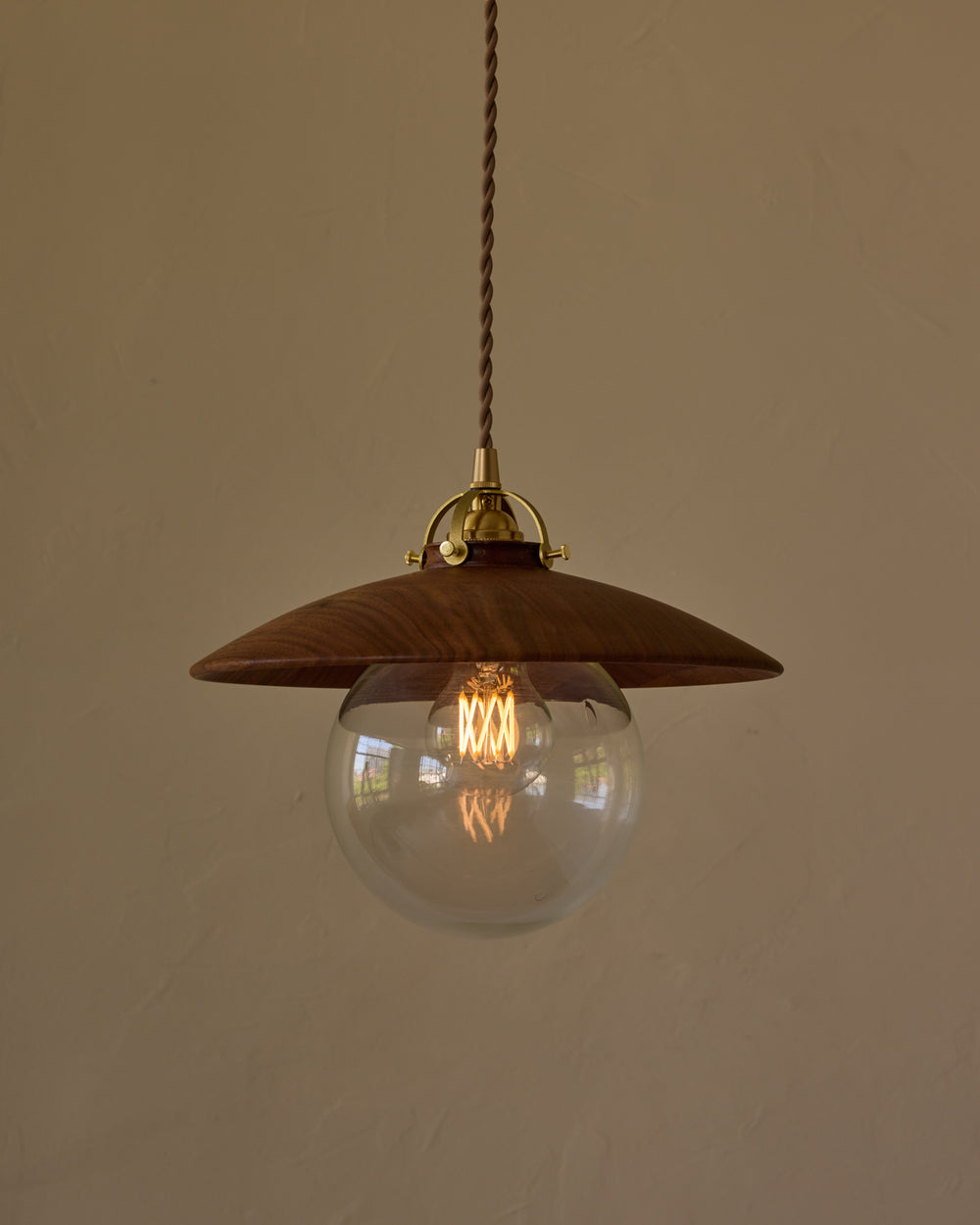 #shade-finish_black walnut #Cord-Color---Glass_Brown Cord - Clear Globe
