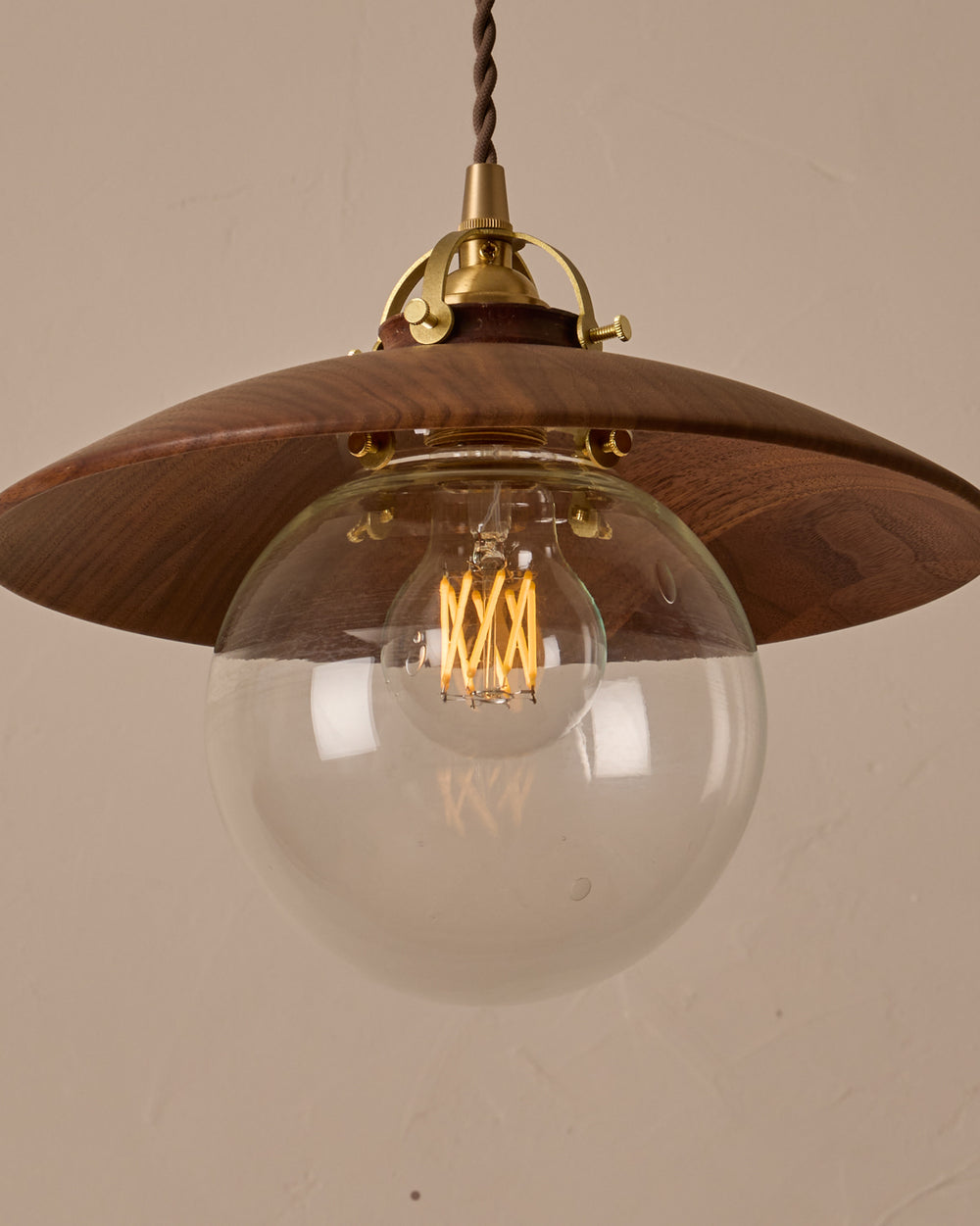 #shade-finish_black walnut #Cord-Color---Glass_Brown Cord - Clear Globe