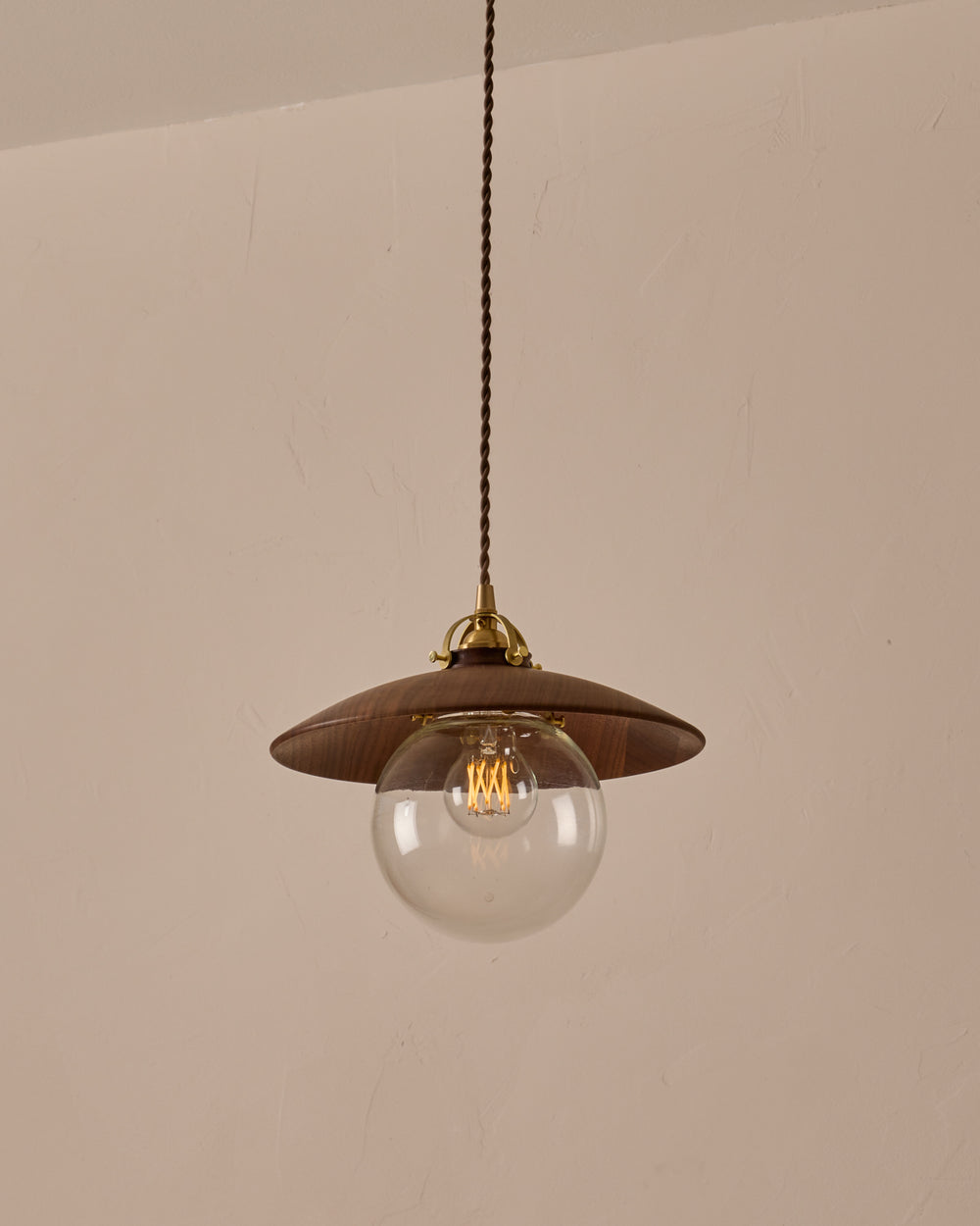 #shade-finish_black walnut #Cord-Color---Glass_Brown Cord - Clear Globe