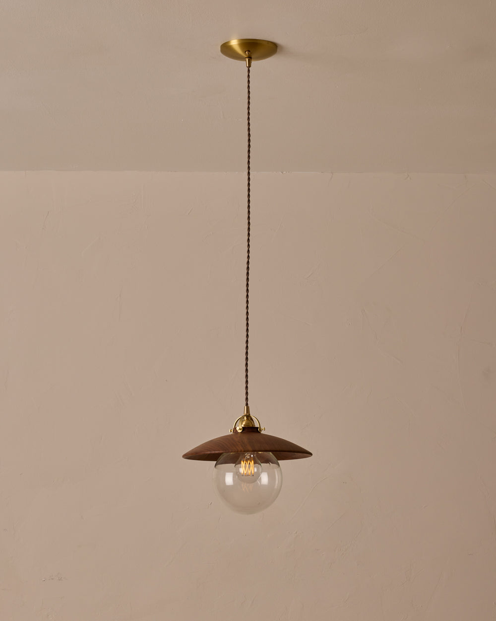 #shade-finish_black walnut #Cord-Color---Glass_Brown Cord - Clear Globe
