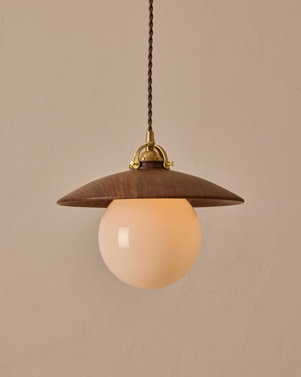 #shade-finish_black walnut #Cord-Color---Glass_Brown Cord - White Globe
