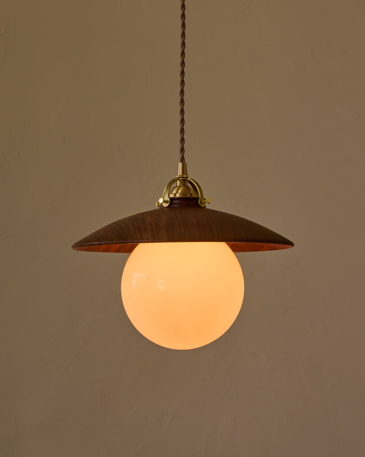 #shade-finish_black walnut #Cord-Color---Glass_Brown Cord - White Globe