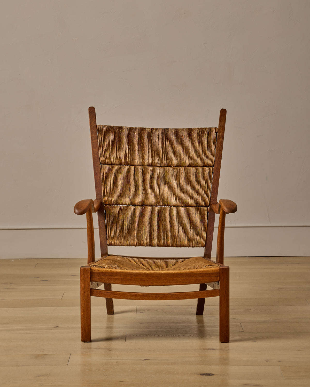 1940s Dutch High Back Rush Chair