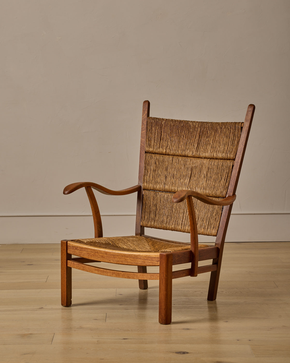1940s Dutch High Back Rush Chair