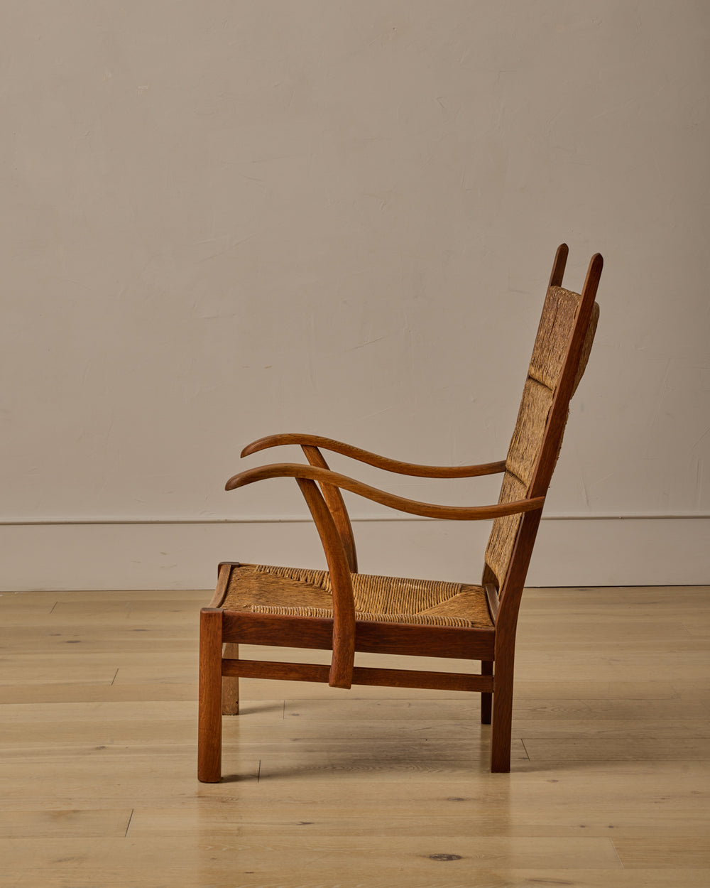 1940s Dutch High Back Rush Chair