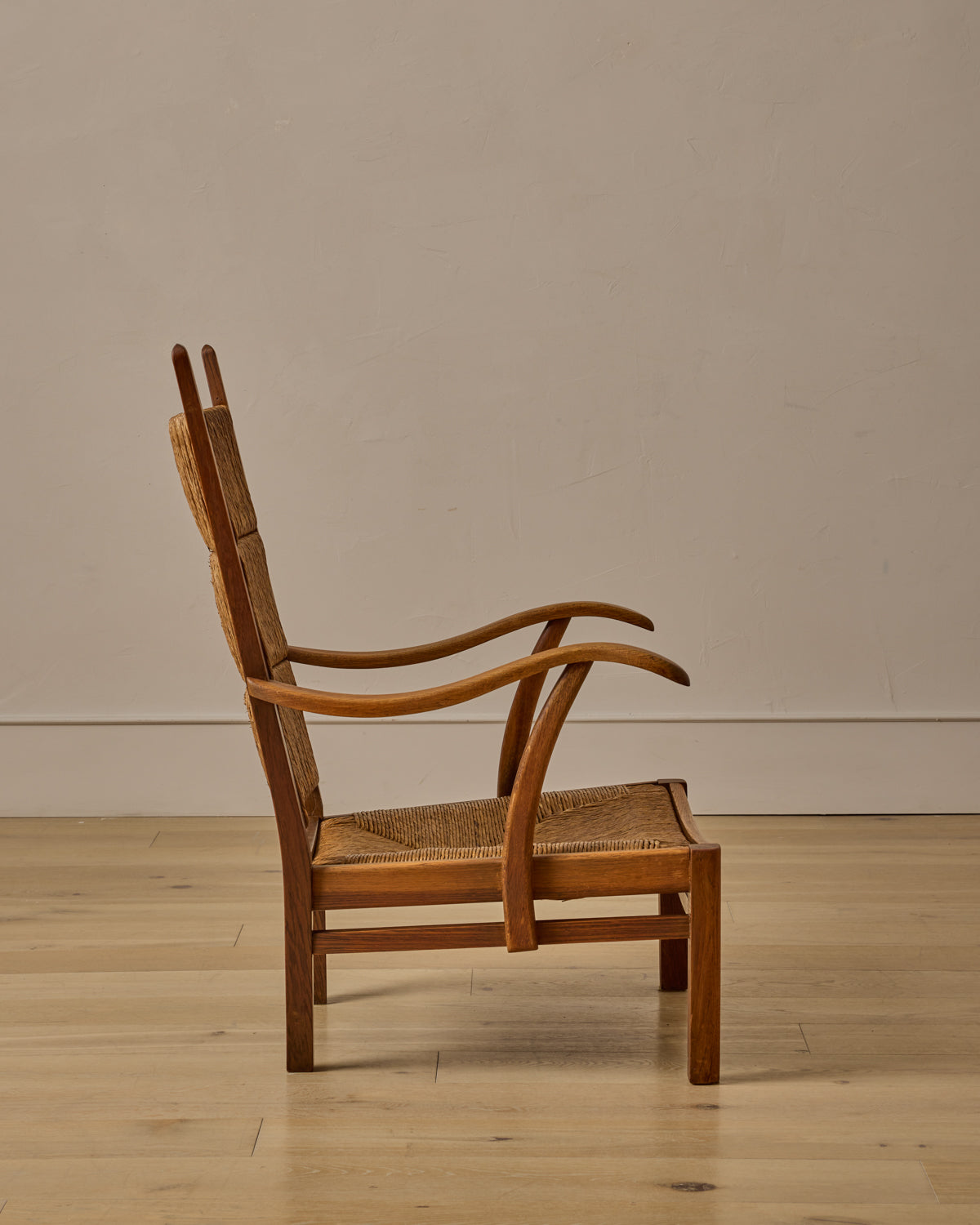 1940s Dutch High Back Rush Chair