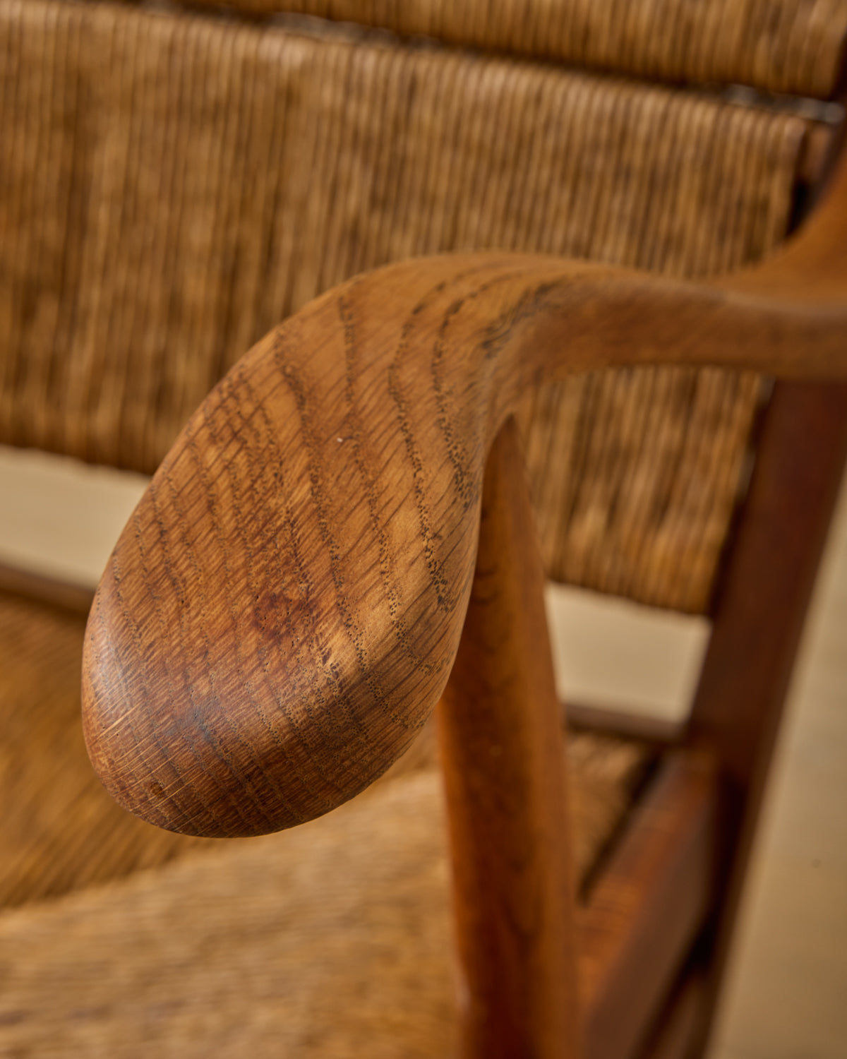 1940s Dutch High Back Rush Chair