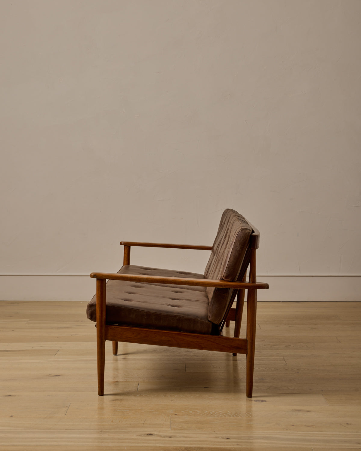Mid-Century Tufted Leather Sofa