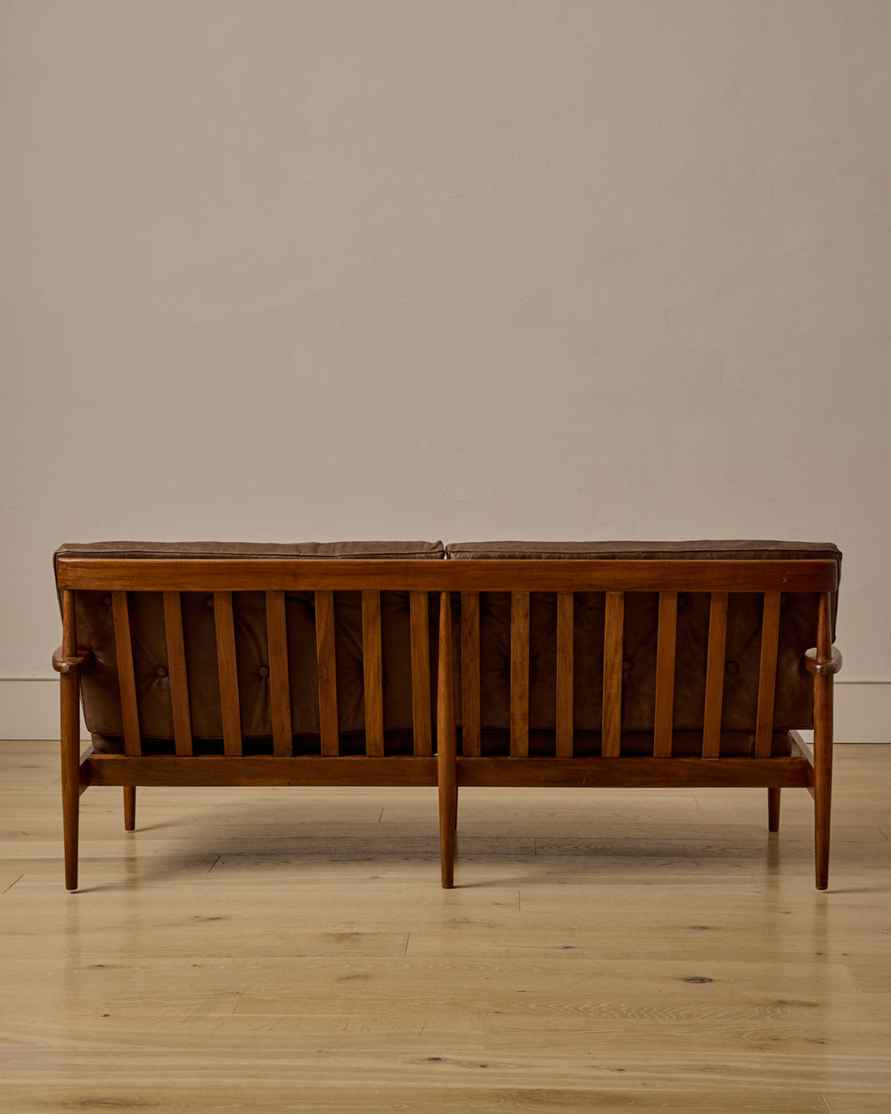 Mid-Century Tufted Leather Sofa