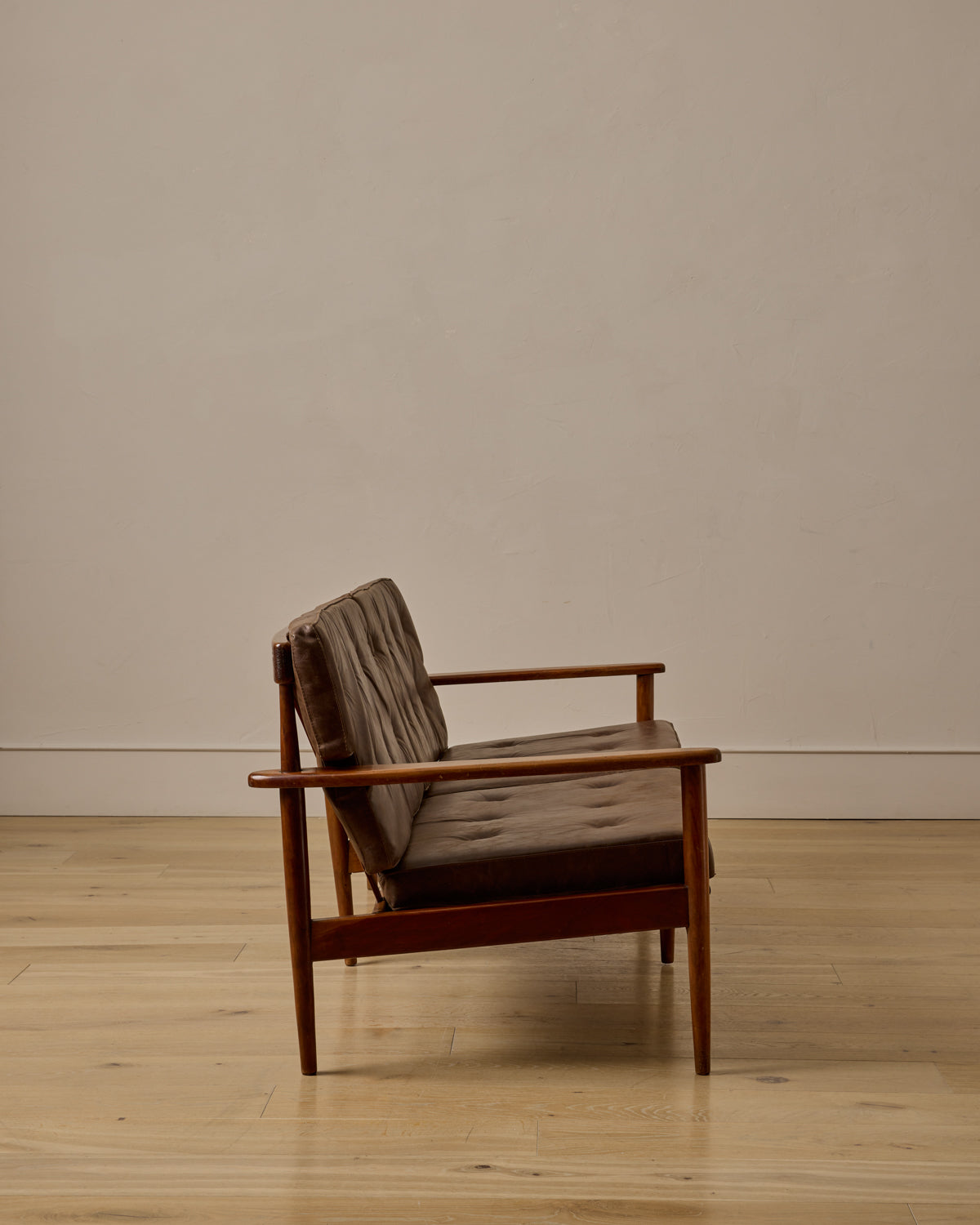 Mid-Century Tufted Leather Sofa